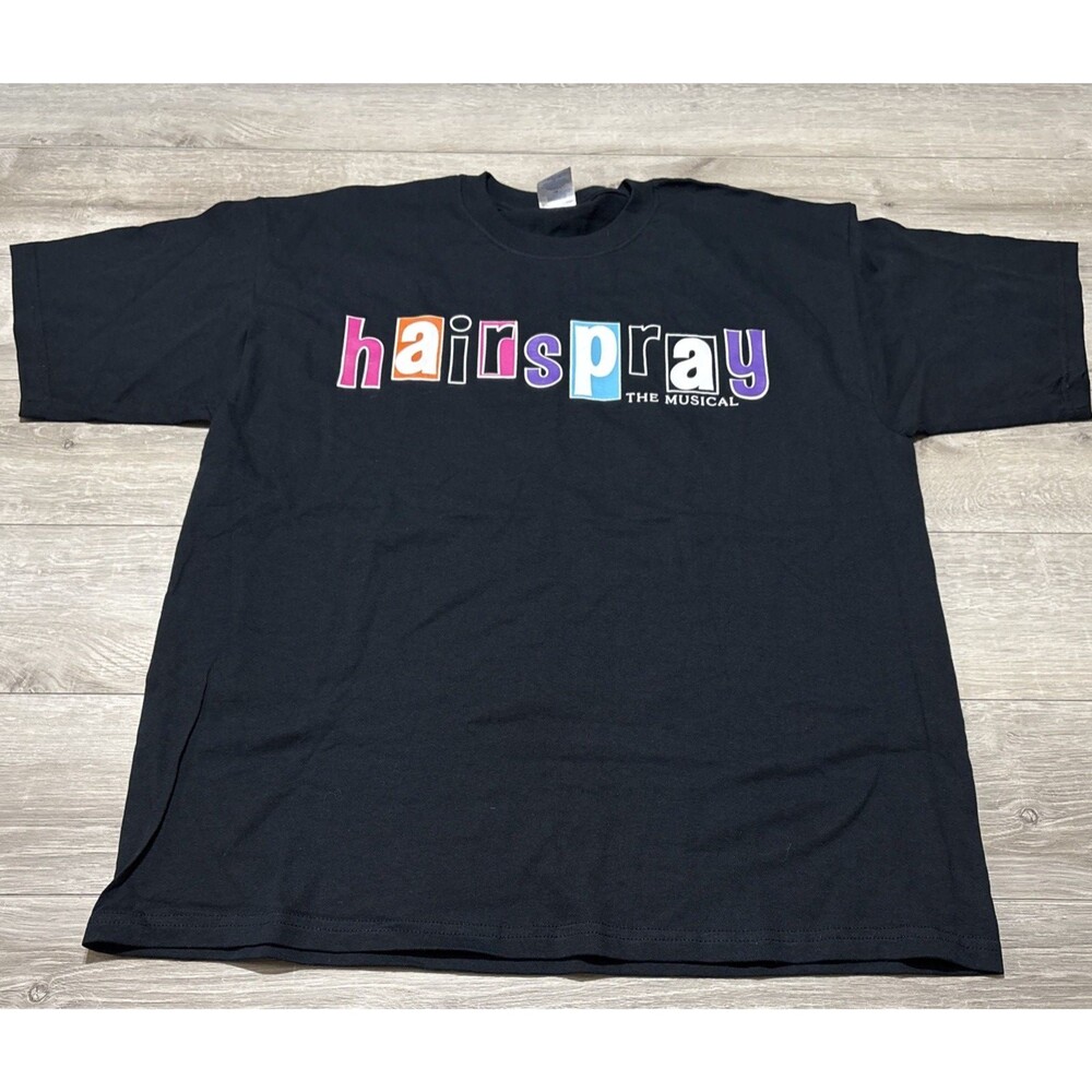 NWOT Hairspray The Musical Broadway NYC Black SS T Shirt Gildan Ultra Cotton XL